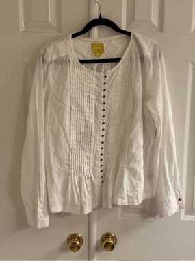 Maeve Anthropologie white boho longsleeve L